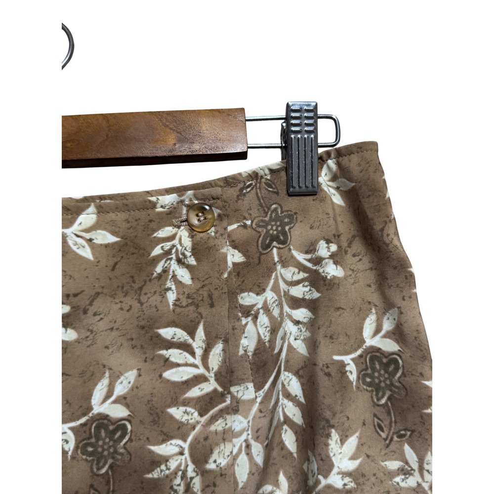 Wrothingon Floral Botanical Wrap Skirt Women Size M Tan‎ Brown Excellent A-Line - Picture 5 of 9